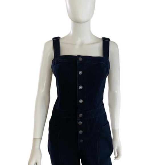 NWT Express Button Front Dark Wash Overalls 10 - Picture 9 of 9